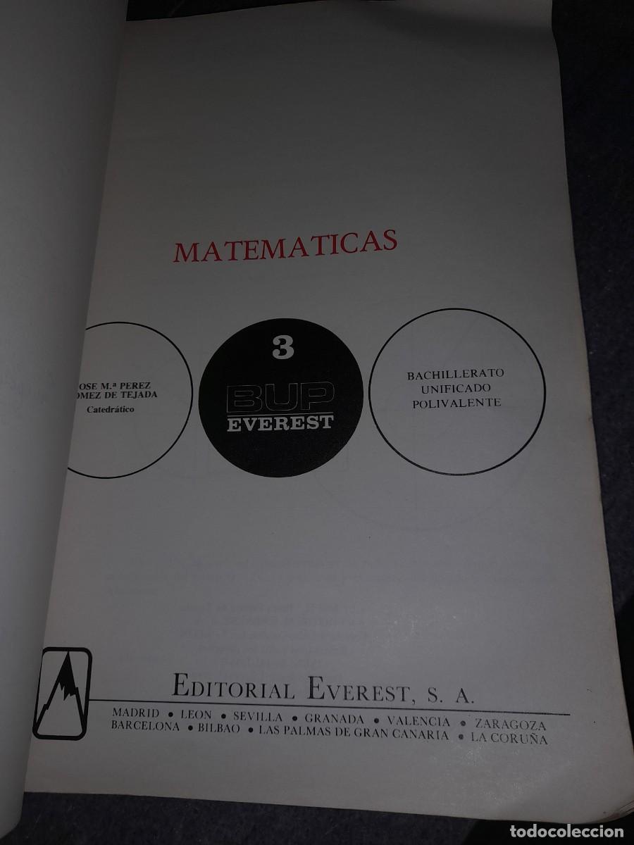 Libros de segunda mano de ciencias: Libro matem&aacute;ticas 3 BUP editorial Everest Bachillerato - Foto 3