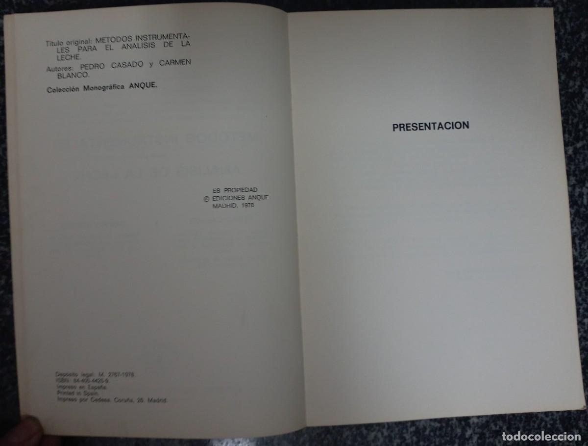 Libros de segunda mano de ciencias: LIBRO METODOS INSTRUMENTALES PARA EL AN&Aacute;LISIS DE LA LECHE - Foto 3
