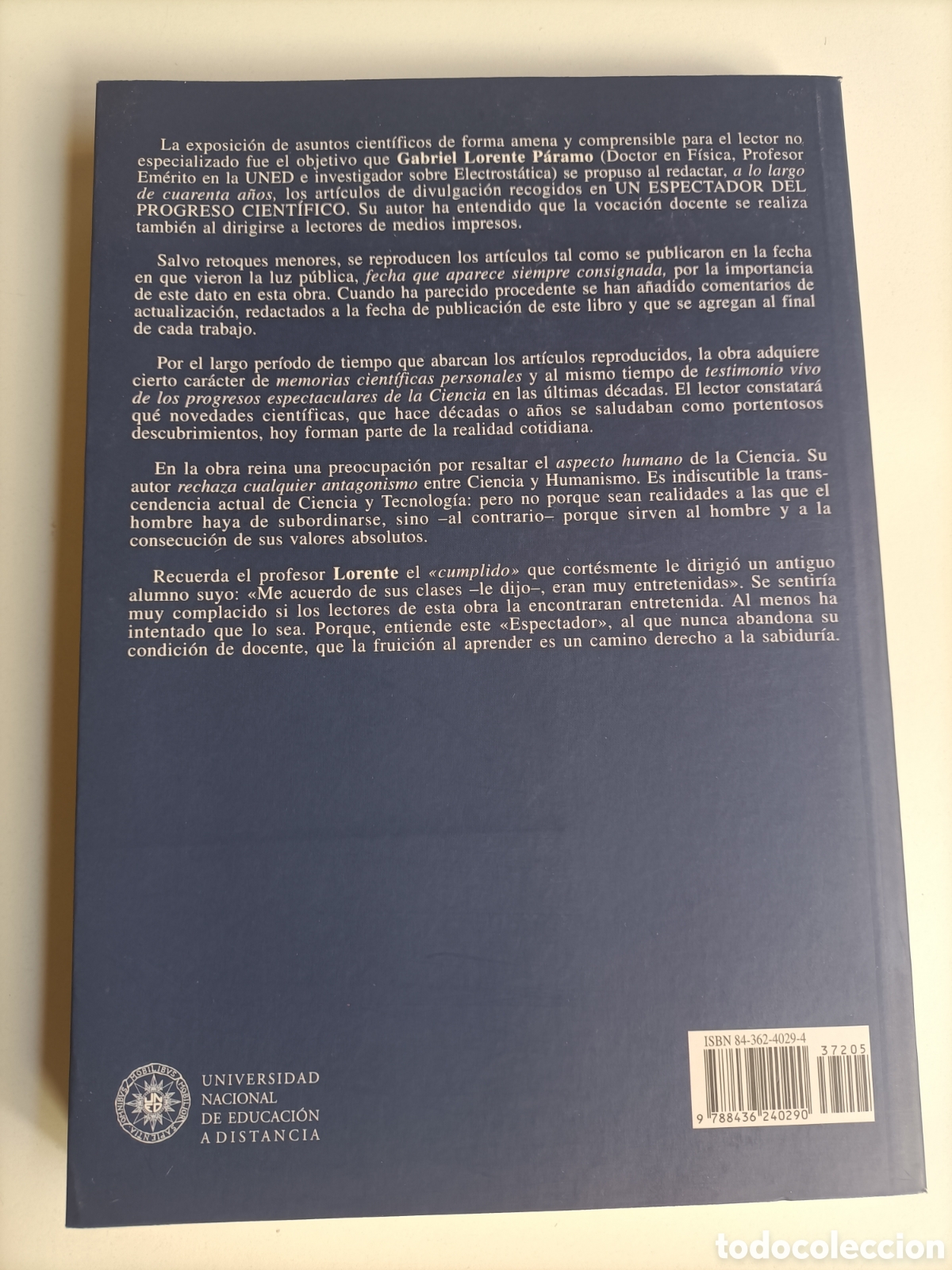 Libros de segunda mano de ciencias: Un espectador del progreso cient&iacute;fico Gabriel Lorente P&aacute;ramo .. ciencia - Foto 5
