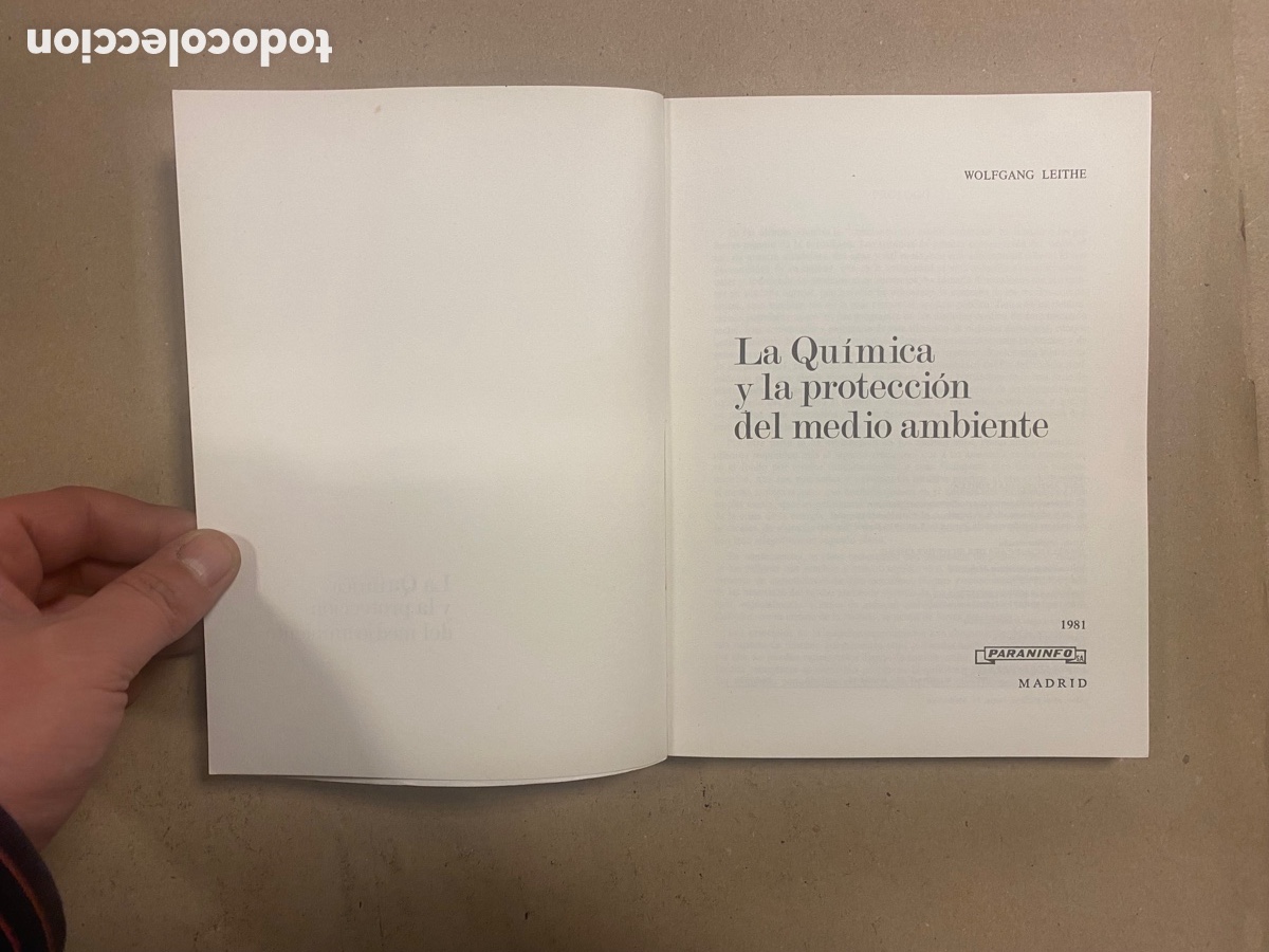 Libros de segunda mano de ciencias: LA QU&Iacute;MICA Y LA PROTECCI&Oacute;N DEL MEDIO AMBIENTE. WOLFGANG LEITHE. PARANINFO 1981. - Foto 2