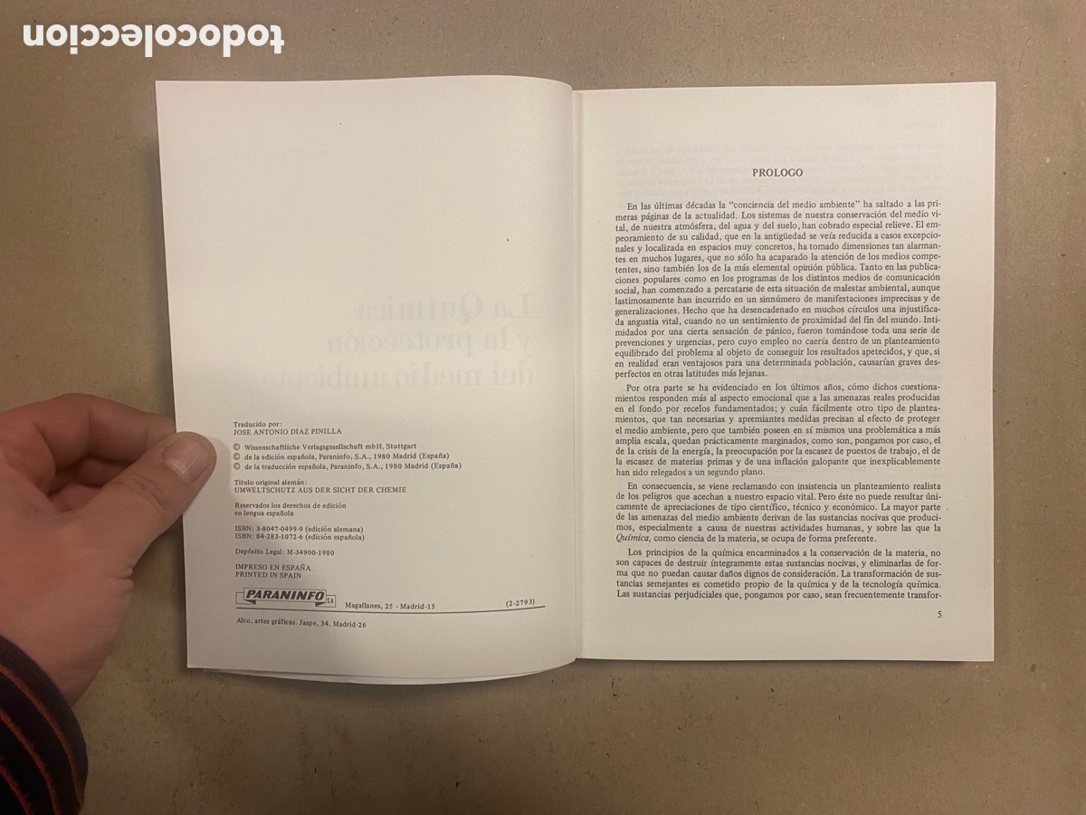 Libros de segunda mano de ciencias: LA QU&Iacute;MICA Y LA PROTECCI&Oacute;N DEL MEDIO AMBIENTE. WOLFGANG LEITHE. PARANINFO 1981. - Foto 3
