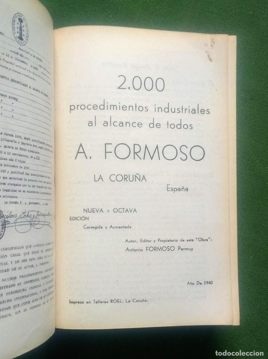 Libros de segunda mano de ciencias: FORMOSO - 2000 PROCEDIMIENTOS INDUSTRIALES - 1940 - Foto 3