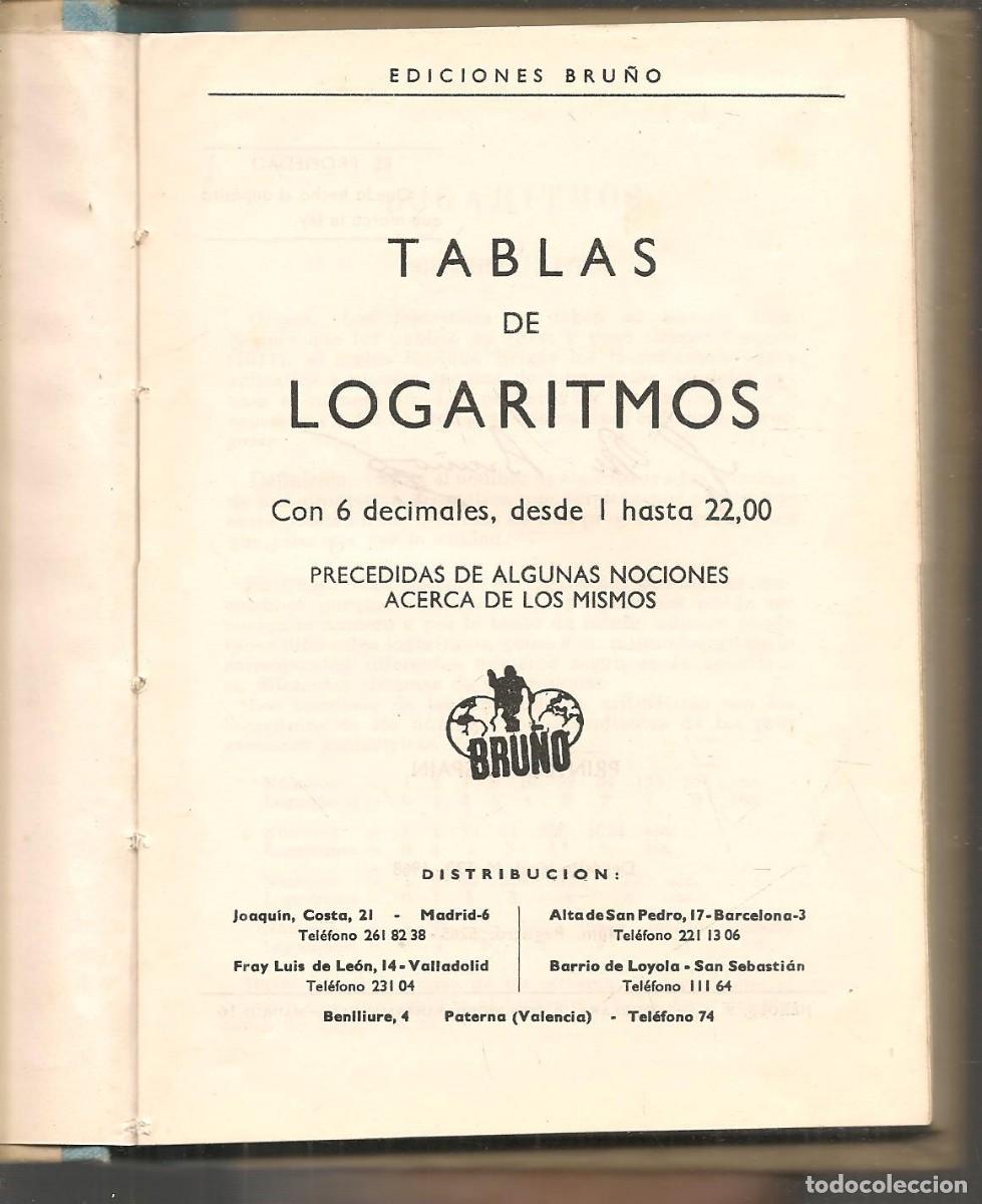 Libros de segunda mano de ciencias: TABLAS DE LOGARITMOS Y TRIGONOM&Eacute;TRICAS. EDICIONES BRU&Ntilde;O. 1968. (T/5) - Foto 3