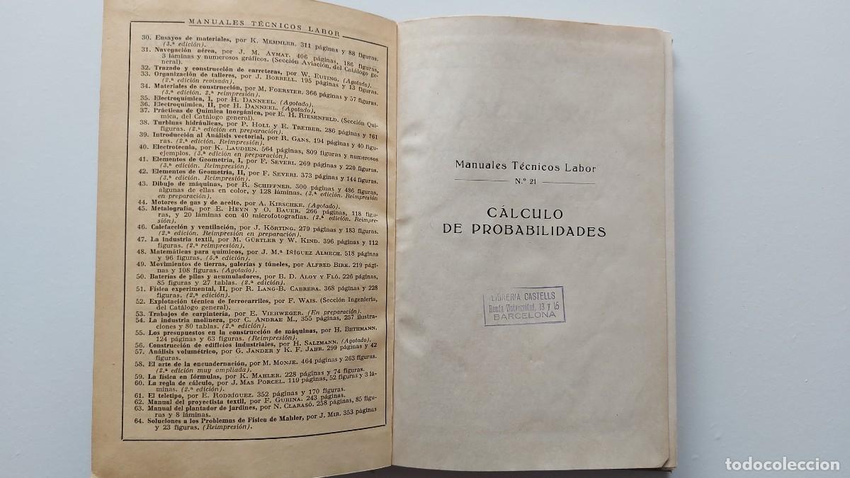 Libros de segunda mano de ciencias: MANUALES TECNICOS LABOR (CALCULO DE PROBABILIDADES) - Foto 3