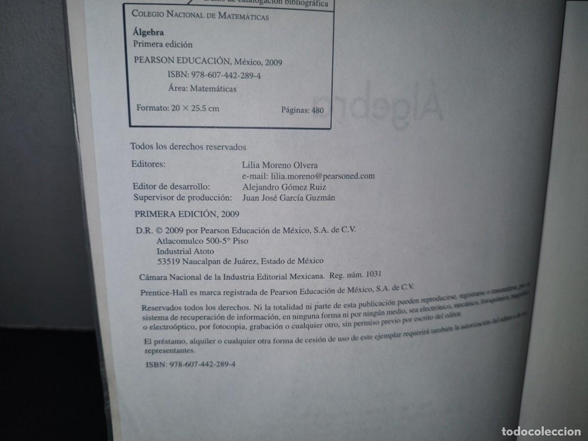 Libros de segunda mano de ciencias: 29- &Aacute;LGEBRA. COLEGIO NACIONAL DE MATEM&Aacute;TICAS - PEARSON - 2009 - Foto 3