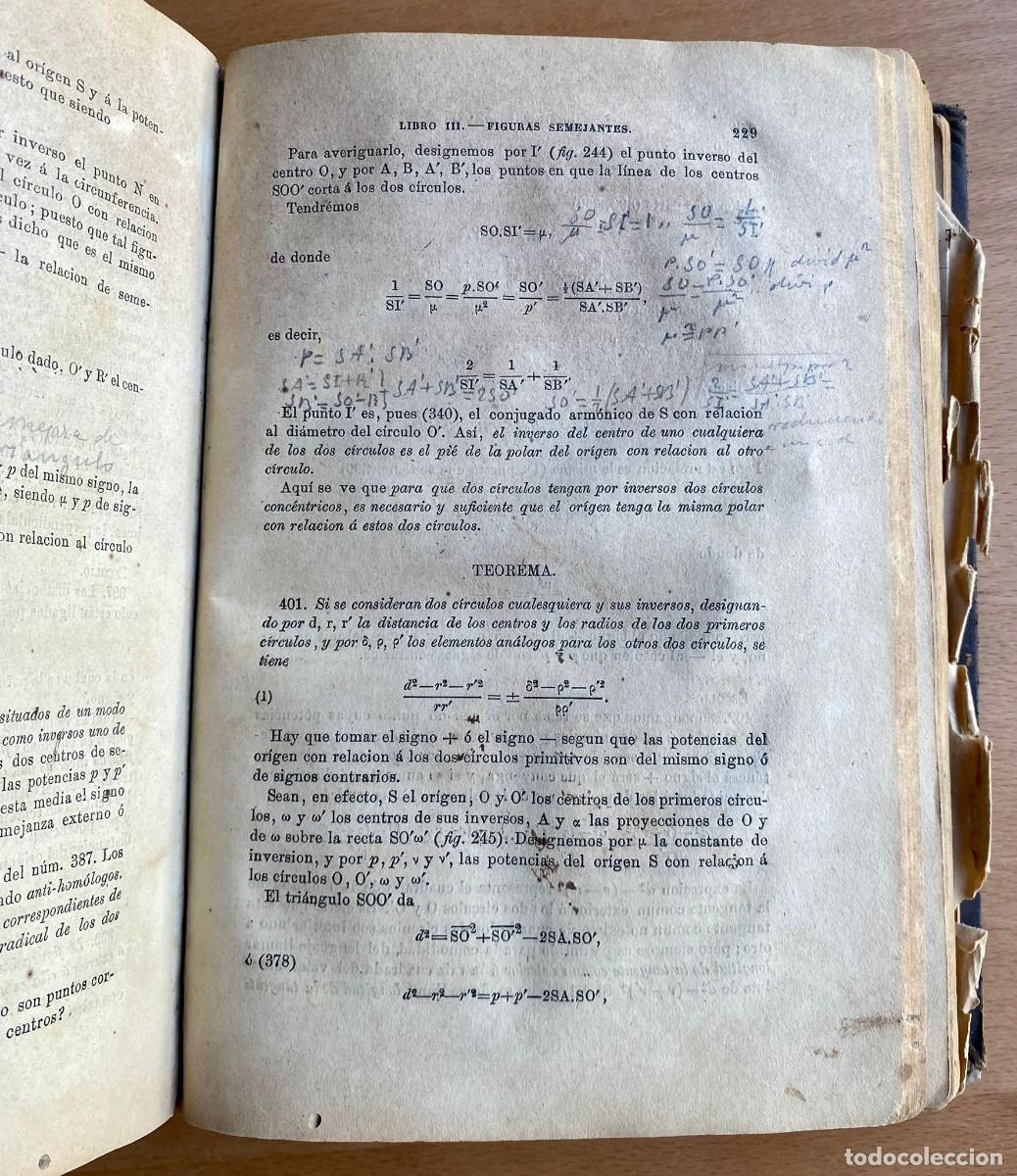 Libros de segunda mano de ciencias: Tratado de Geometr&iacute;a elemental, de E. Rouch&eacute; y Ch. de Comberousse - Foto 3