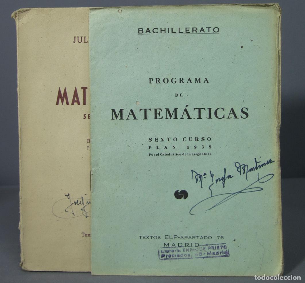 Libros de segunda mano de ciencias: MATEMATICAS TERCER CURSO (PLAN 1938). JULIO CENZANO. PROGRAMA - Foto 1