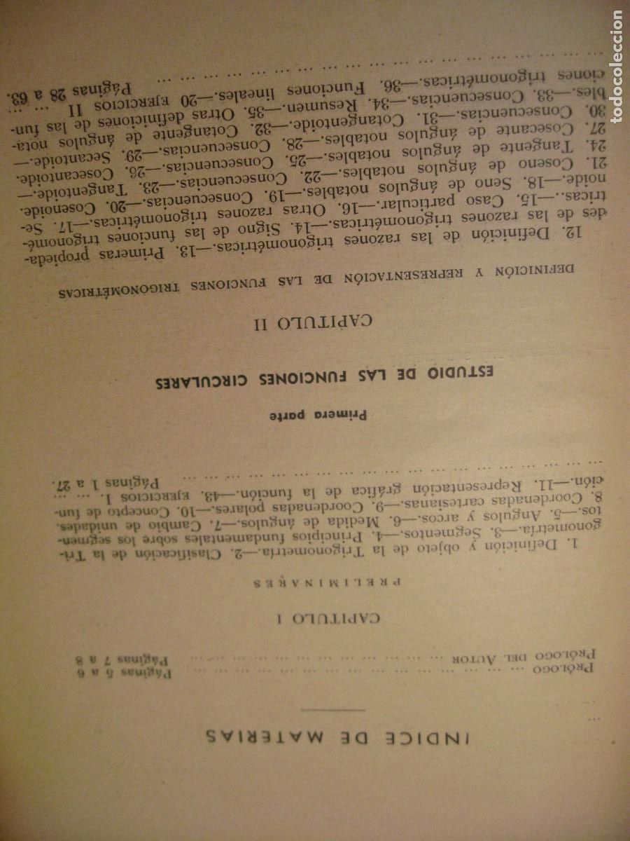 Libros de segunda mano de ciencias: TRIGONOMETRIA. RECTILINEA Y ESFERICA. ANTONIO S. SANCHEZ SERRANO. 1944 - Foto 5