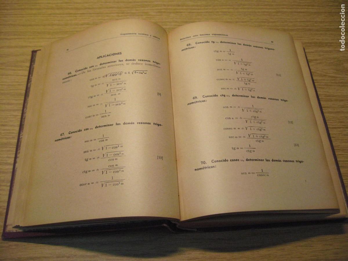 Libros de segunda mano de ciencias: TRIGONOMETRIA. RECTILINEA Y ESFERICA. ANTONIO S. SANCHEZ SERRANO. 1944 - Foto 8