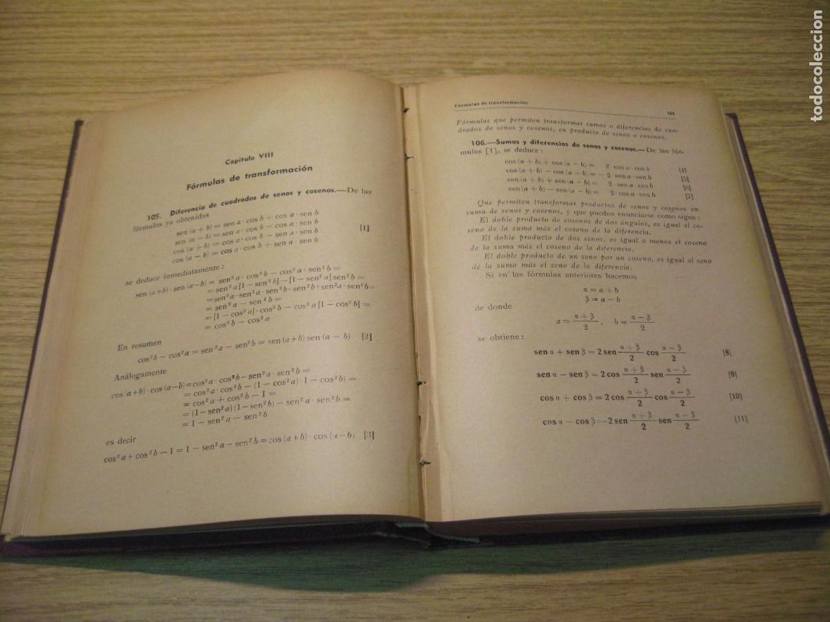 Libros de segunda mano de ciencias: TRIGONOMETRIA. RECTILINEA Y ESFERICA. ANTONIO S. SANCHEZ SERRANO. 1944 - Foto 9
