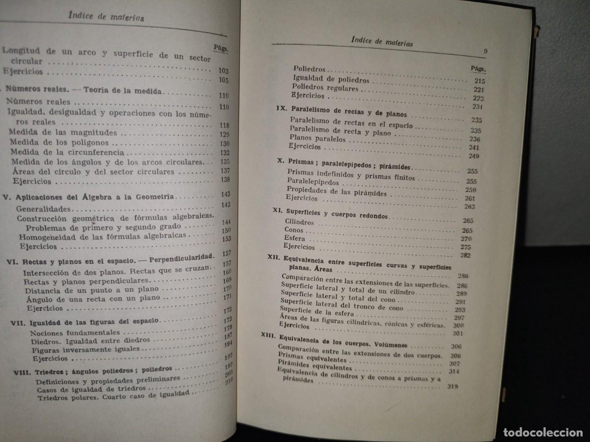 Libros de segunda mano de ciencias: 74- ELEMENTOS DE GEOMETR&Iacute;A. TOMO SEGUNDO - FRANCESCO SEVERI - 1958 - Foto 7