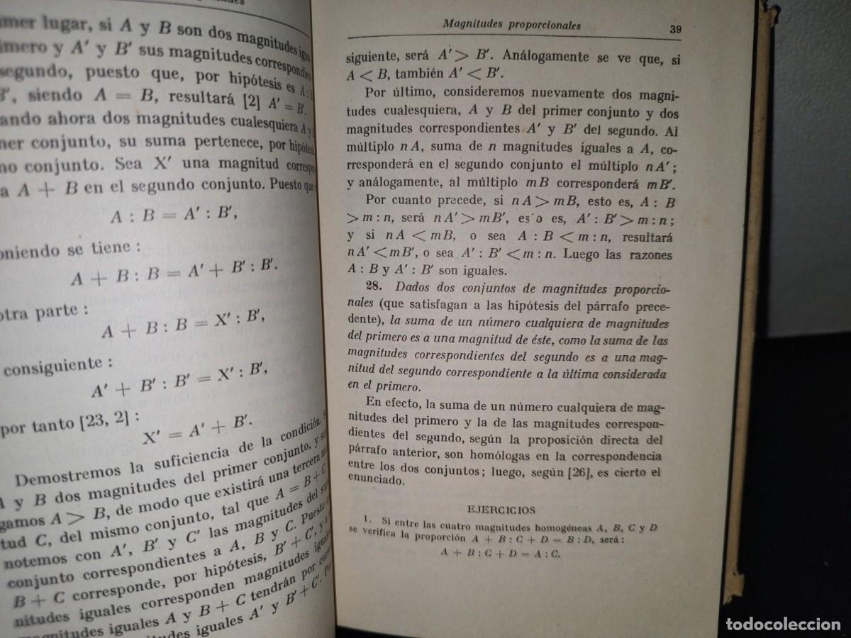 Libros de segunda mano de ciencias: 74- ELEMENTOS DE GEOMETR&Iacute;A. TOMO SEGUNDO - FRANCESCO SEVERI - 1958 - Foto 9