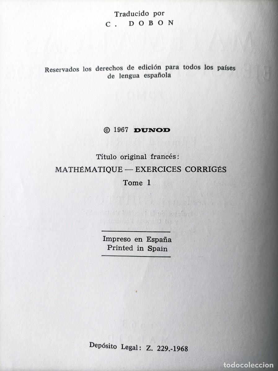 Libros de segunda mano de ciencias: LIBRO MATEM&Aacute;TICAS, EJERCICIOS RESUELTOS TOMO I - Foto 3