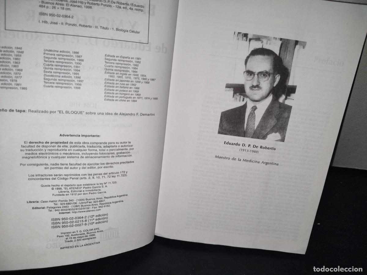 Libros de segunda mano: 170- BIOLOG&Iacute;A CELULAR Y MOLECULAR DE EDUARDO D. P. DE ROBERTIS - EDITORIAL EL ATENEO - Foto 4