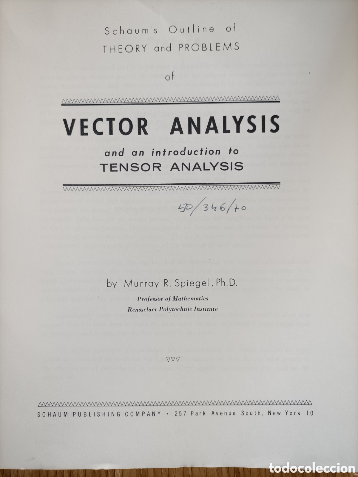Libros de segunda mano de ciencias: Theory and problems of vector analysis. 480 problemas resueltos. En ingl&eacute;s - Foto 2