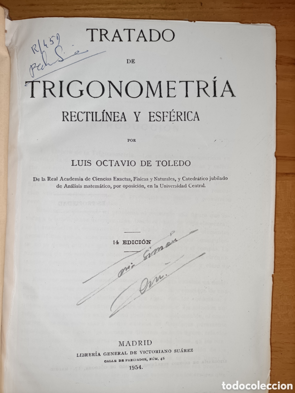Libros de segunda mano de ciencias: Tratado de trigonometr&iacute;a rectil&iacute;nea y esf&eacute;rica. Octavio de Toledo - Foto 3