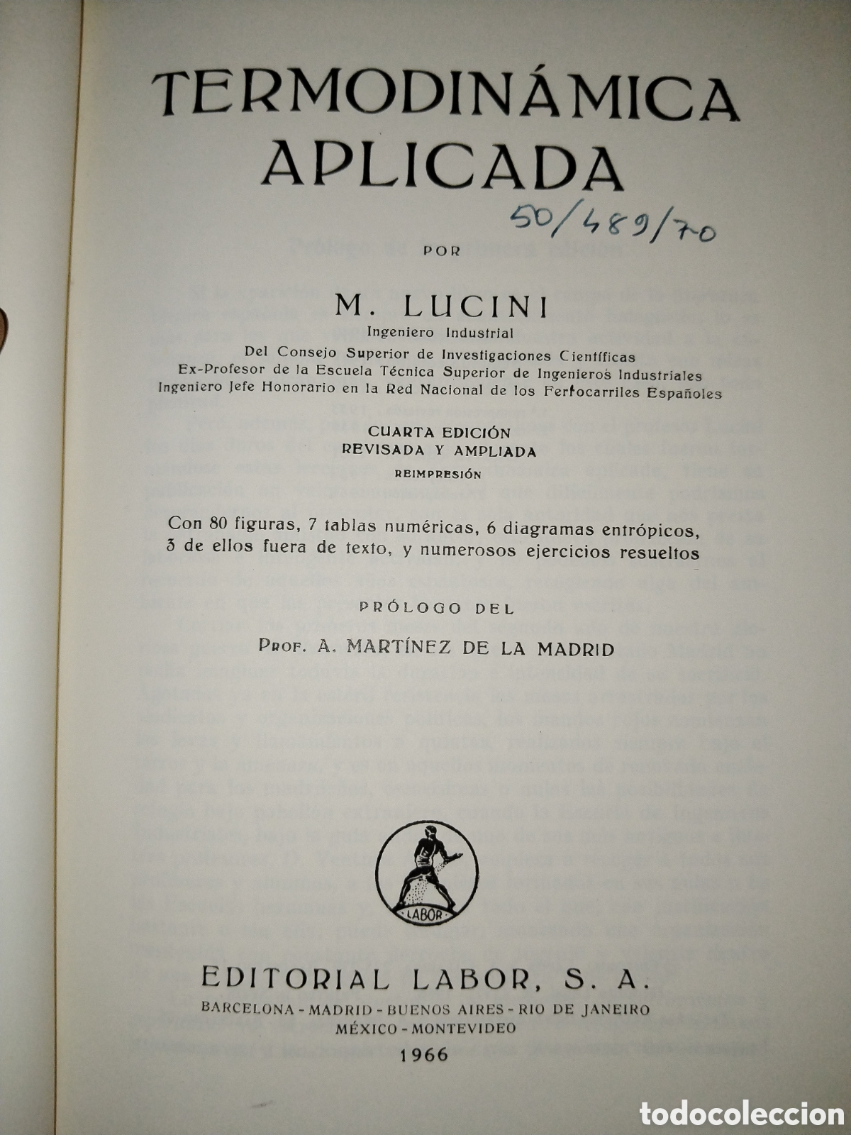 Libros de segunda mano de ciencias: Termodin&aacute;mica aplicada. M. Lucini. Labor. 1966 - Foto 3