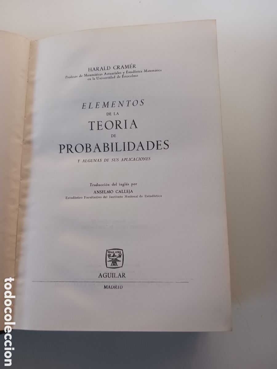 Libros de segunda mano de ciencias: Elementos de la teor&iacute;a de probabilidades y aplicaciones 1963 Harald Cramer - Foto 2