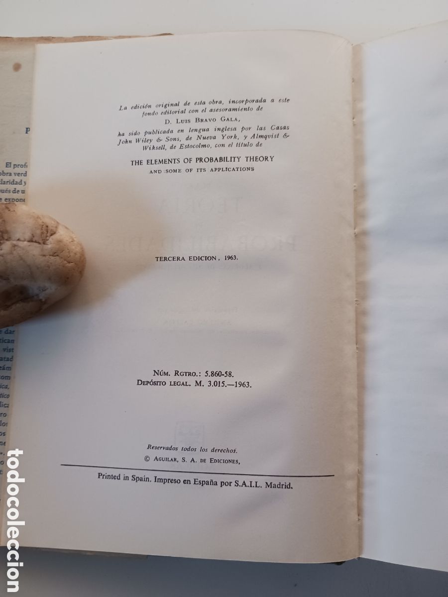 Libros de segunda mano de ciencias: Elementos de la teor&iacute;a de probabilidades y aplicaciones 1963 Harald Cramer - Foto 6