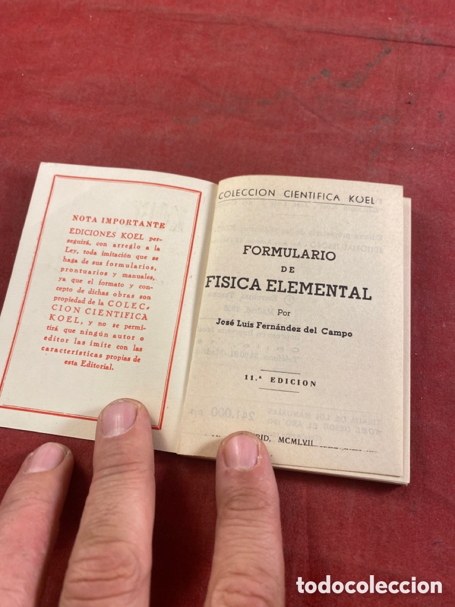 Libros de segunda mano de ciencias: KOEL FORMULARIO DE F&Iacute;SICA ELEMENTAL - Foto 2