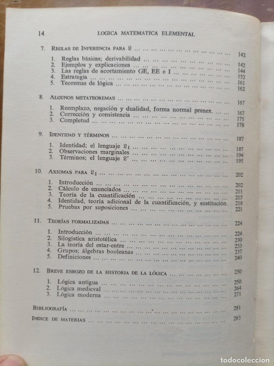 Libros de segunda mano de ciencias: L&oacute;gica matem&aacute;tica elemental Benson Mates - Foto 7