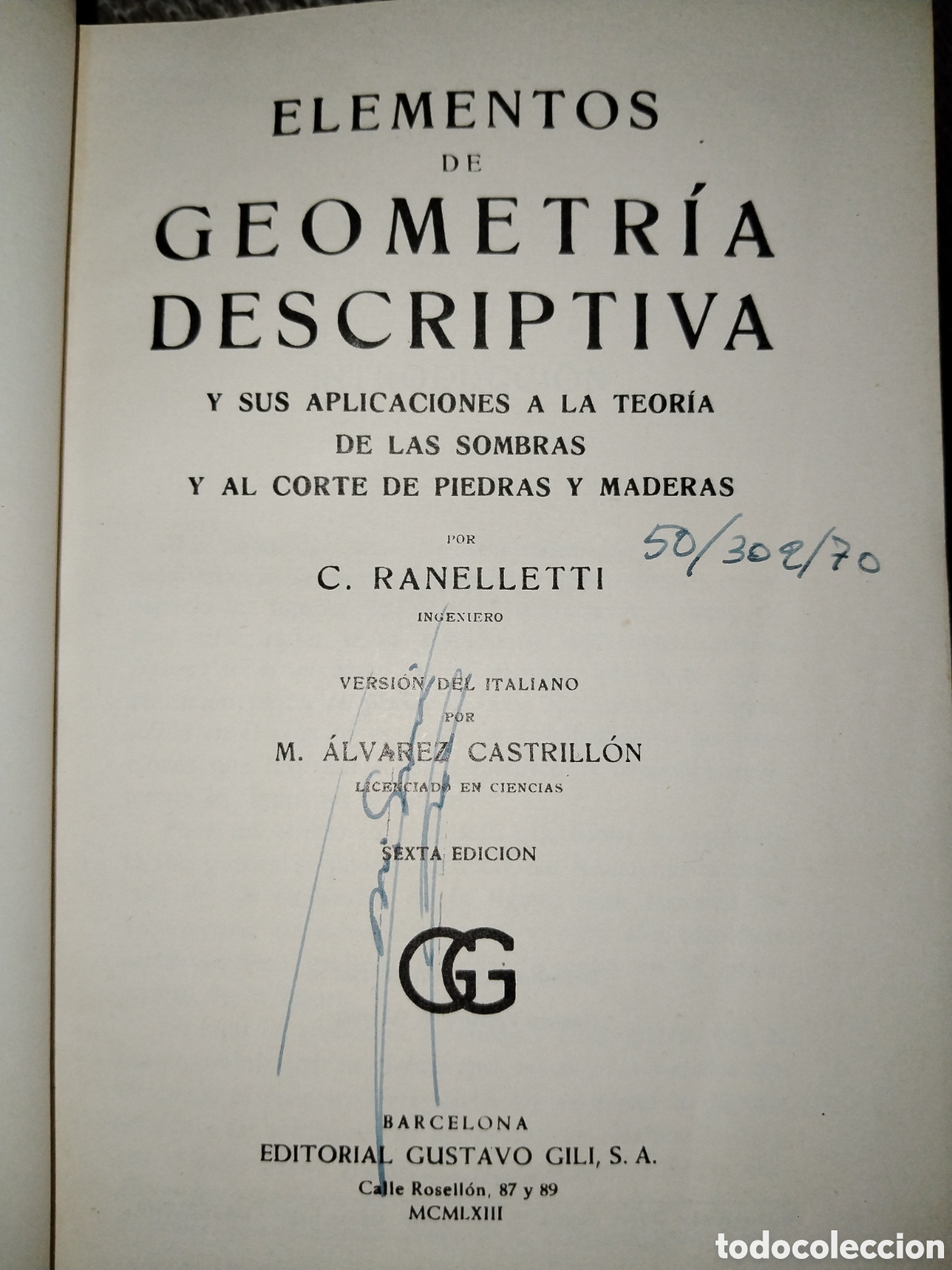Libros de segunda mano de ciencias: Geometr&iacute;a descriptiva. C. Renelletti. Gustavo Gili - Foto 3