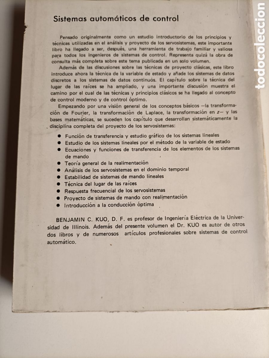 Libros de segunda mano de ciencias: Sistemas autom&aacute;ticos de control Benjam&iacute;n C.Kuo .t&eacute;cnica industria - Foto 6