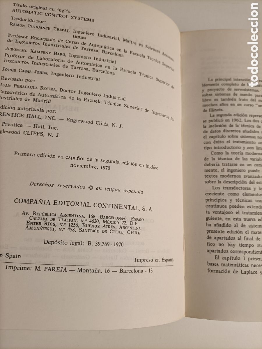 Libros de segunda mano de ciencias: Sistemas autom&aacute;ticos de control Benjam&iacute;n C.Kuo .t&eacute;cnica industria - Foto 8