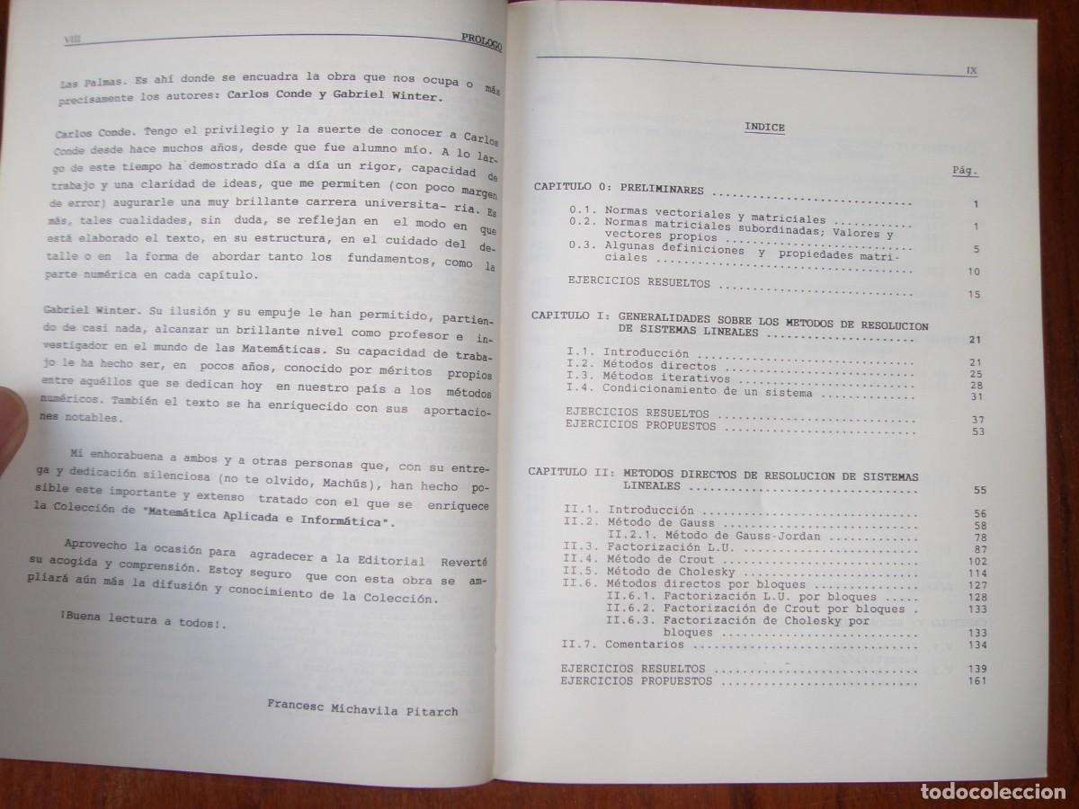 Libros de segunda mano de ciencias: METODOS Y ALGORITMOS BASICOS DEL ALGEBRA NUMERICA ED REVERTE - Foto 4