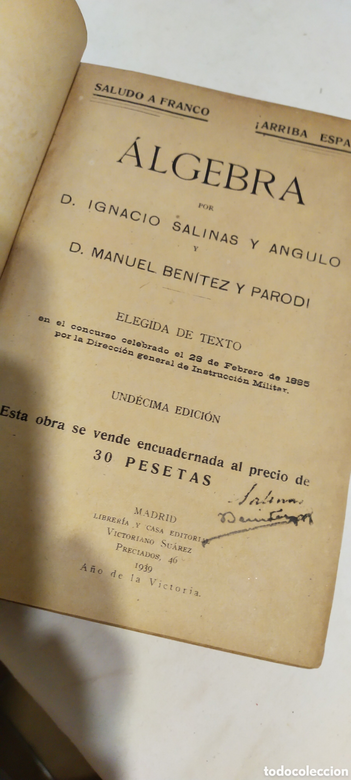 Libros de segunda mano de ciencias: &Aacute;lgebra matem&aacute;ticas 1939 Ignacio Salinas Manuel Ben&iacute;tez - Foto 4