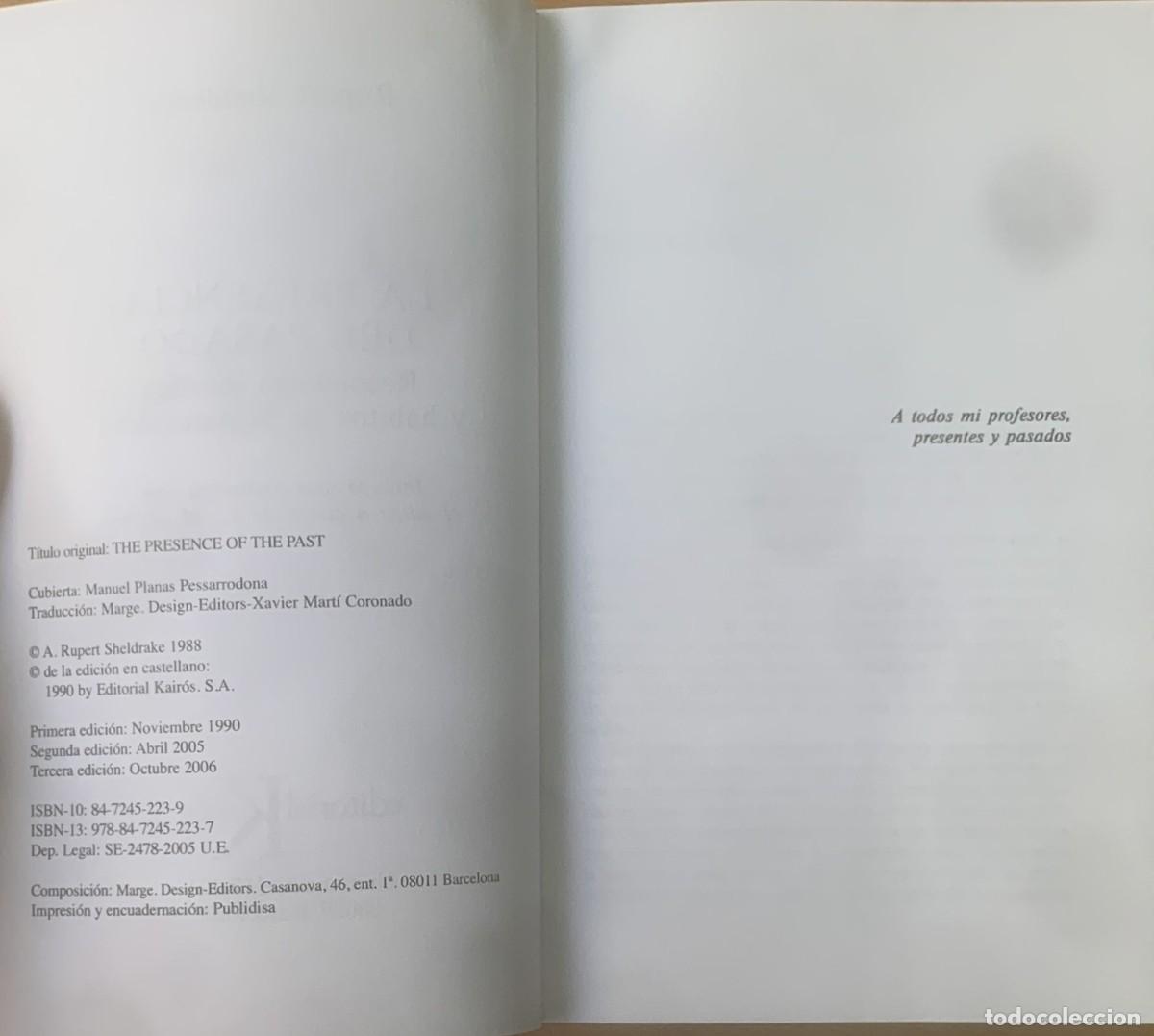 Libros de segunda mano: La Presencia del Pasado, de Rupert Sheldrake - Foto 3