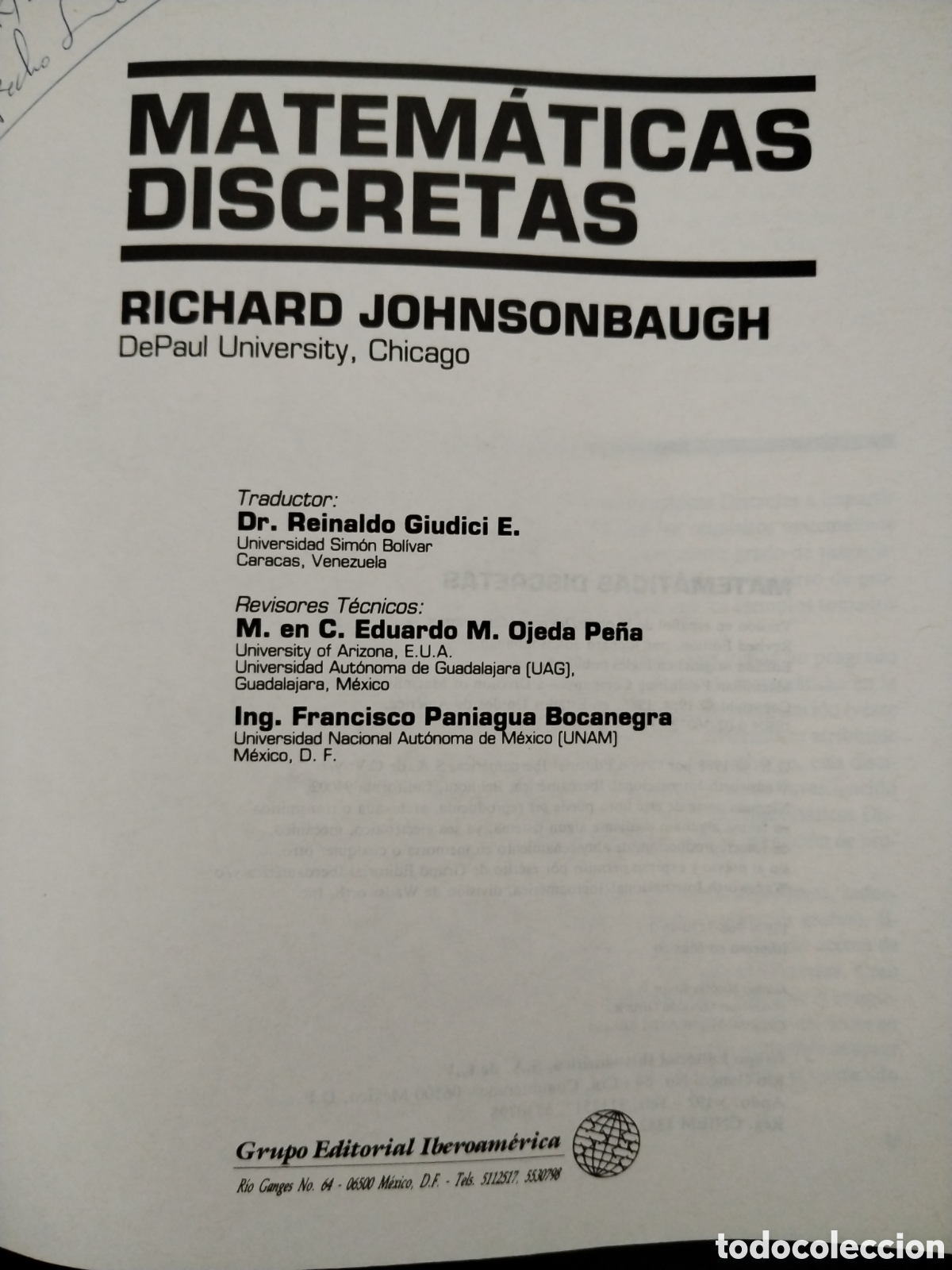 Libros de segunda mano de ciencias: Matem&aacute;ticas discretas. Richard Johnsonbaugh. - Foto 2