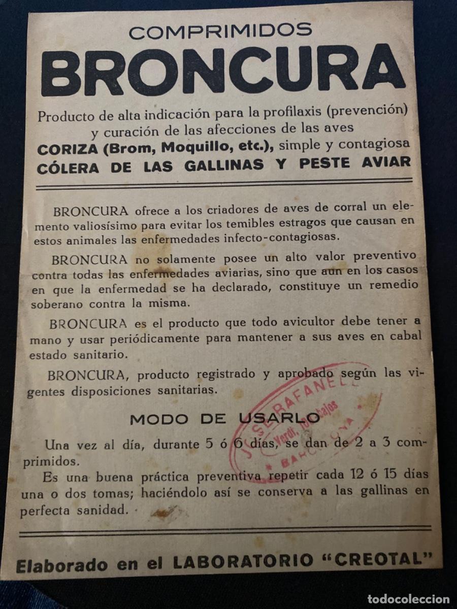 Libros de segunda mano: PUBLICIDAD COMPRIMIDOS BRONCURA. LABORATORIO CREOTAL - Foto 1