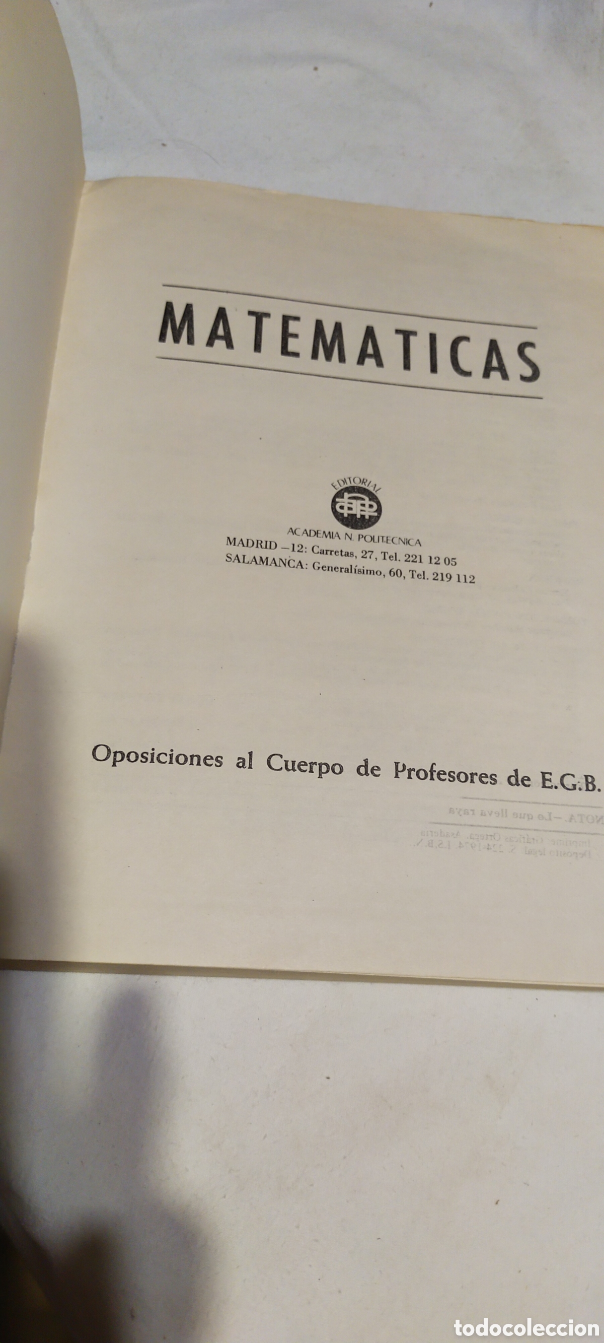 Libros de segunda mano de ciencias: Matem&aacute;ticas oposiciones al cuerpo de profesores de EGB - Foto 3