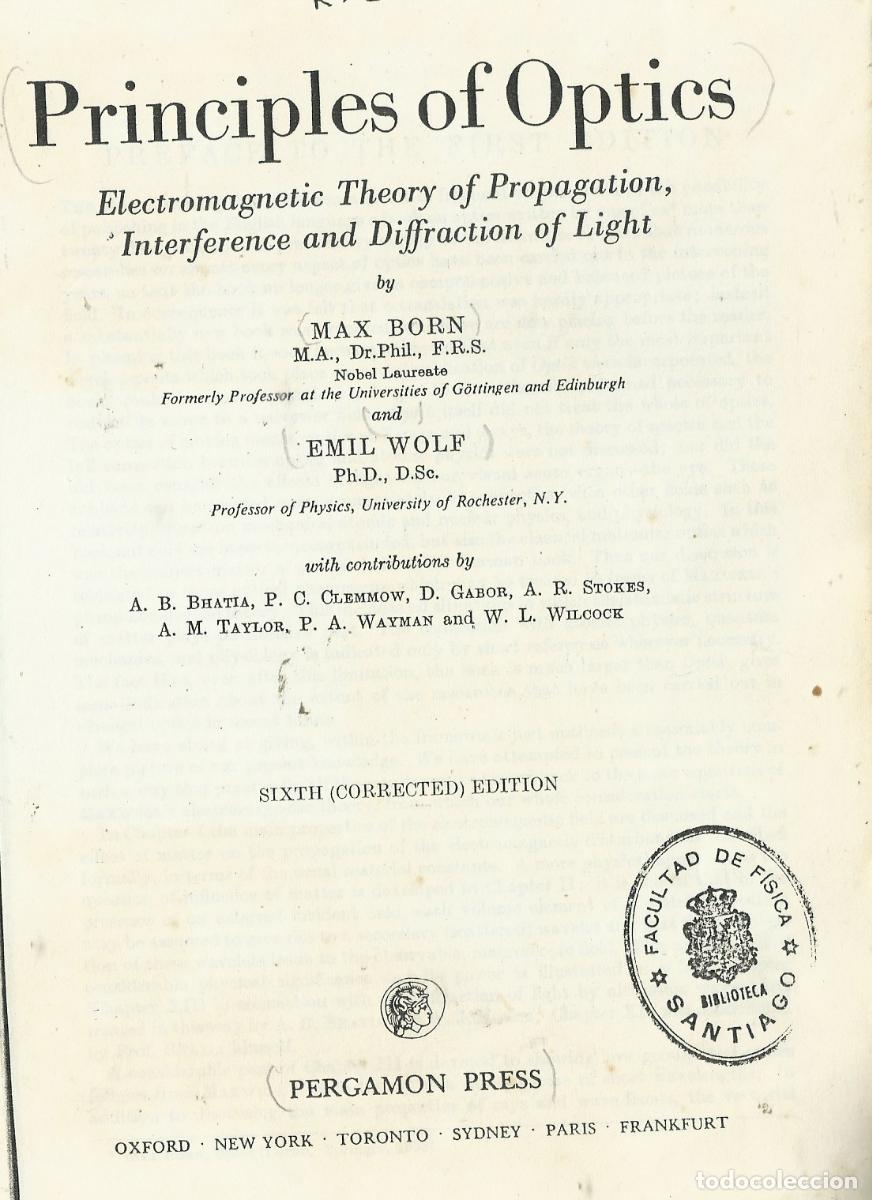 Libros de segunda mano de ciencias: Principles of Optics / Max Born and Emil Wolf. - Foto 3