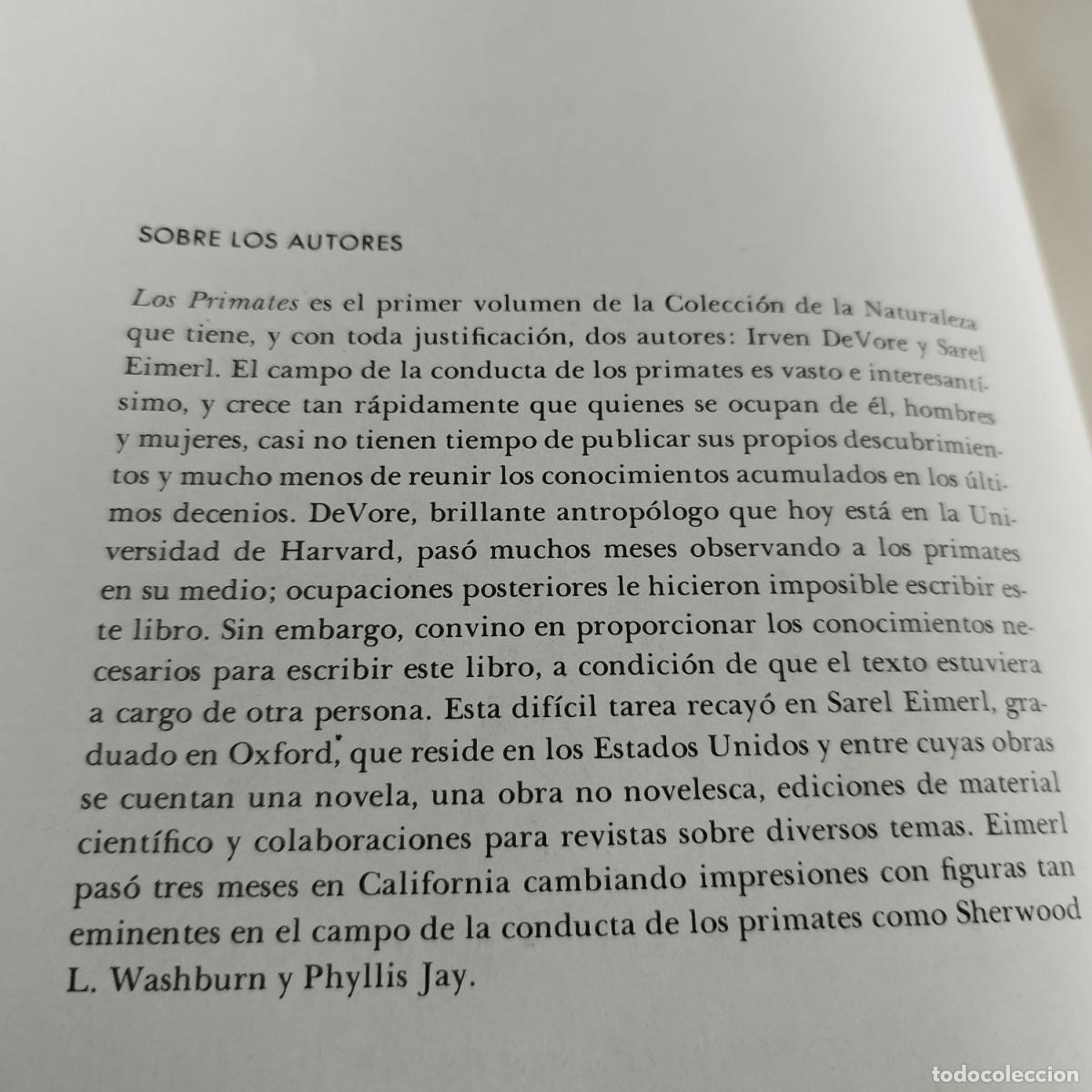 Libros de segunda mano: LOS PRIMATES / SAREL EIMER E IRVEN DEVORE / CONSO 17-20 E / LIFE - Foto 5