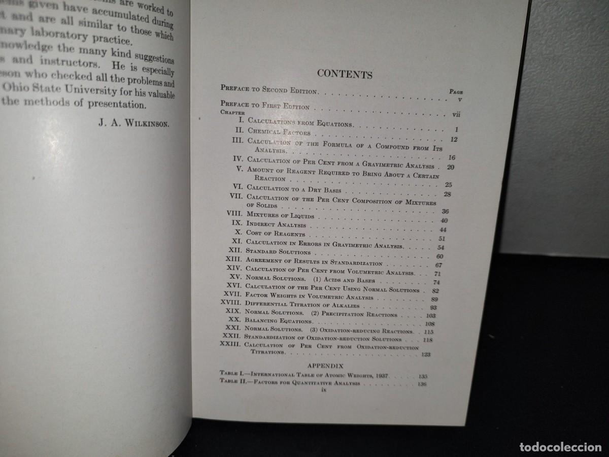 Libros de segunda mano de ciencias: 179- CALCULATIONS IN QUANTITATIVE CHEMICAL ANALYSIS - JOHN A. WALKINSON, PH. D. - 1938 - Foto 7