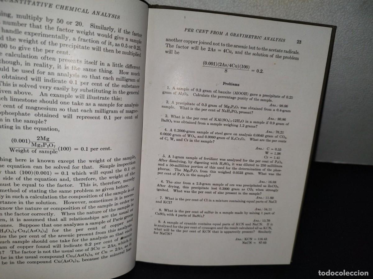 Libros de segunda mano de ciencias: 179- CALCULATIONS IN QUANTITATIVE CHEMICAL ANALYSIS - JOHN A. WALKINSON, PH. D. - 1938 - Foto 9