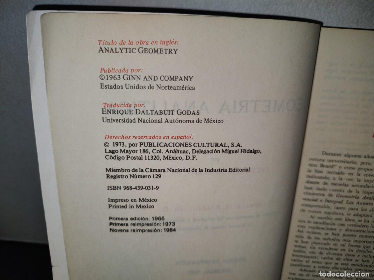 Libros de segunda mano de ciencias: 182- GEOMETR&Iacute;A ANAL&Iacute;TICA - STEEN BALLOU - Foto 4
