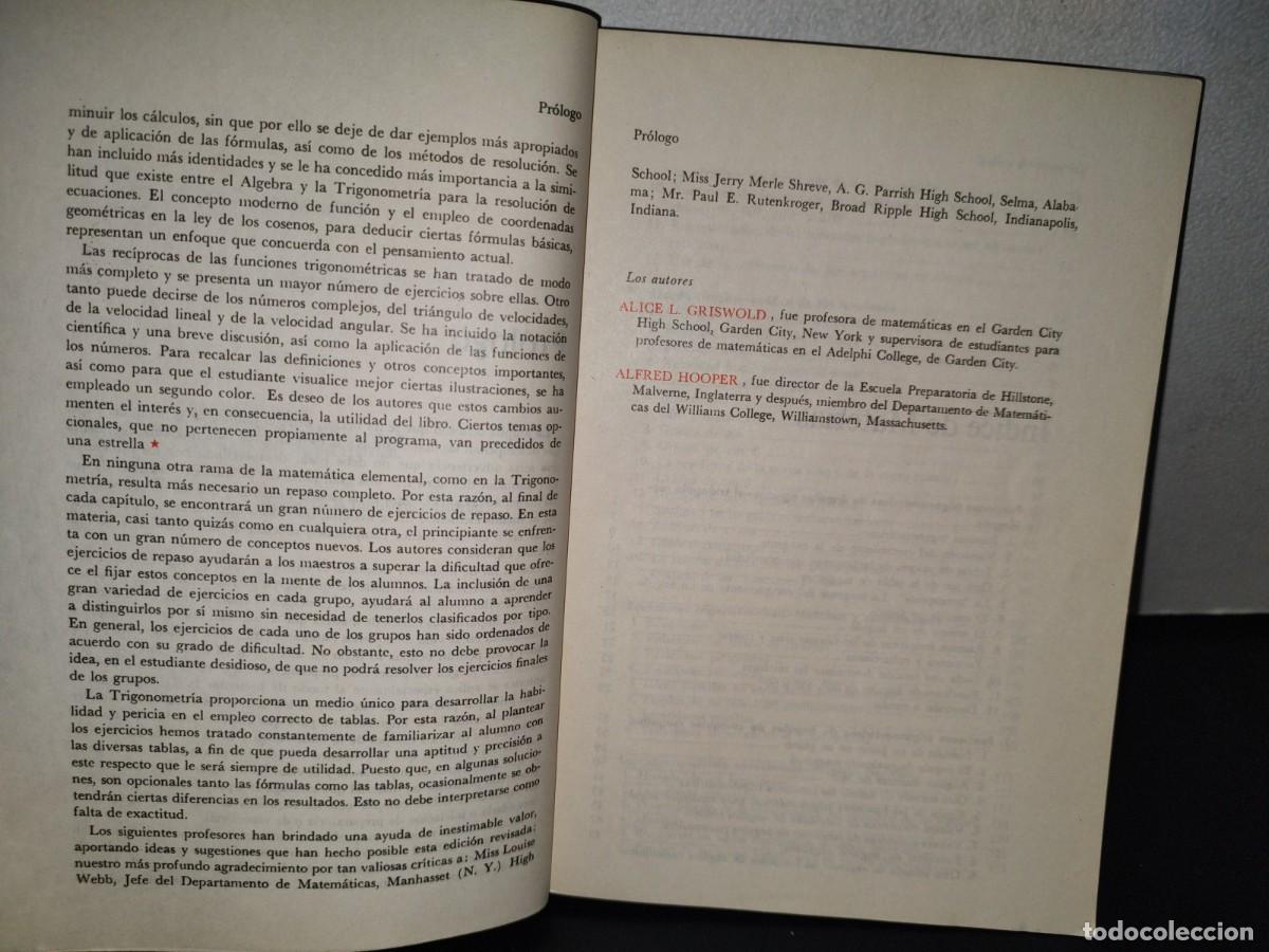 Libros de segunda mano de ciencias: 182- TRIGONOMETR&Iacute;A - HOOPER / GRISWOLD - Foto 5