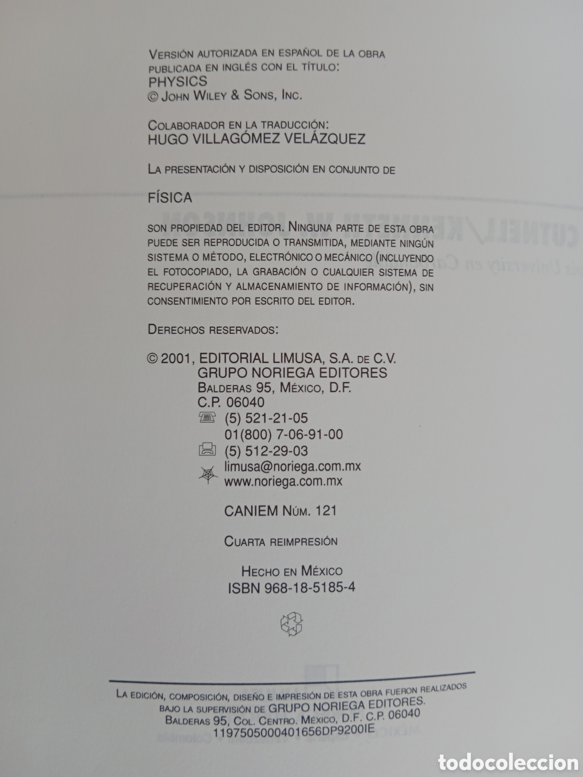 Libros de segunda mano de ciencias: F&Iacute;SICA, CUTNELL , ED. LIMUSA - Foto 4