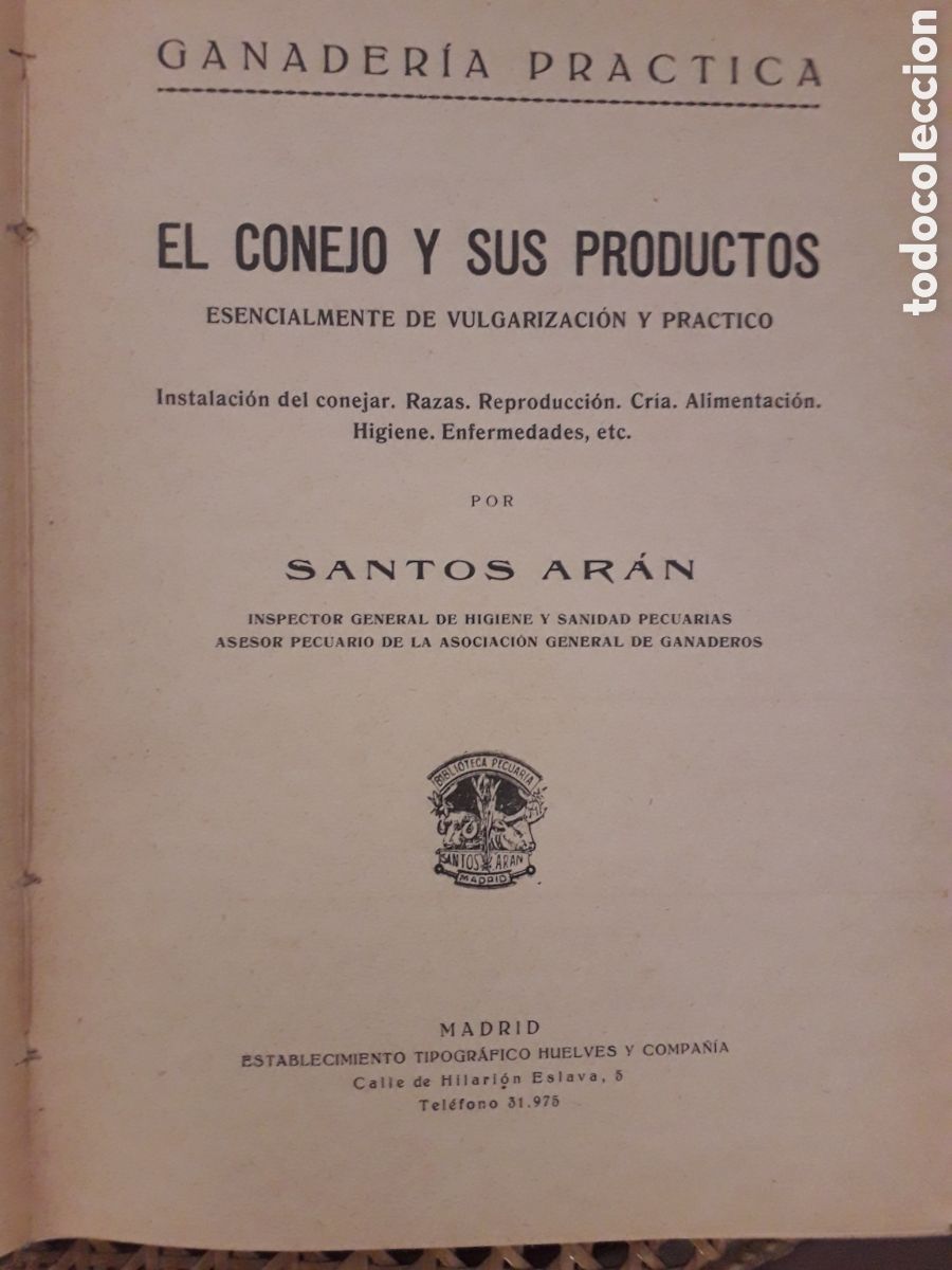 Libros de segunda mano: El Conejo y sus Productos . Santos Ar&aacute;n - Foto 2