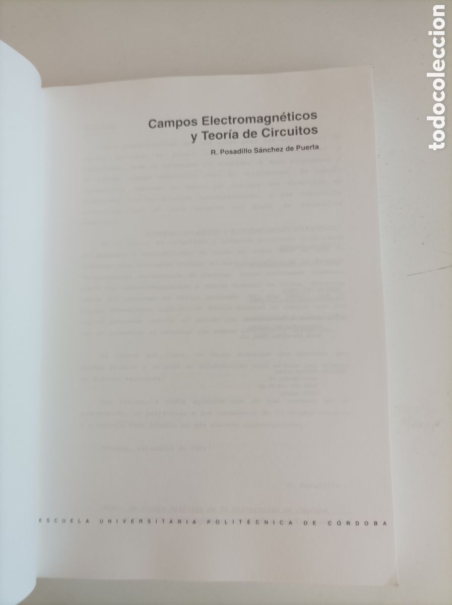 Libros de segunda mano de ciencias: Campos electromagn&eacute;ticos y teor&iacute;a de circuitos / R. POSADILLO S&Aacute;NCHEZ DE PUERTA. - Foto 2