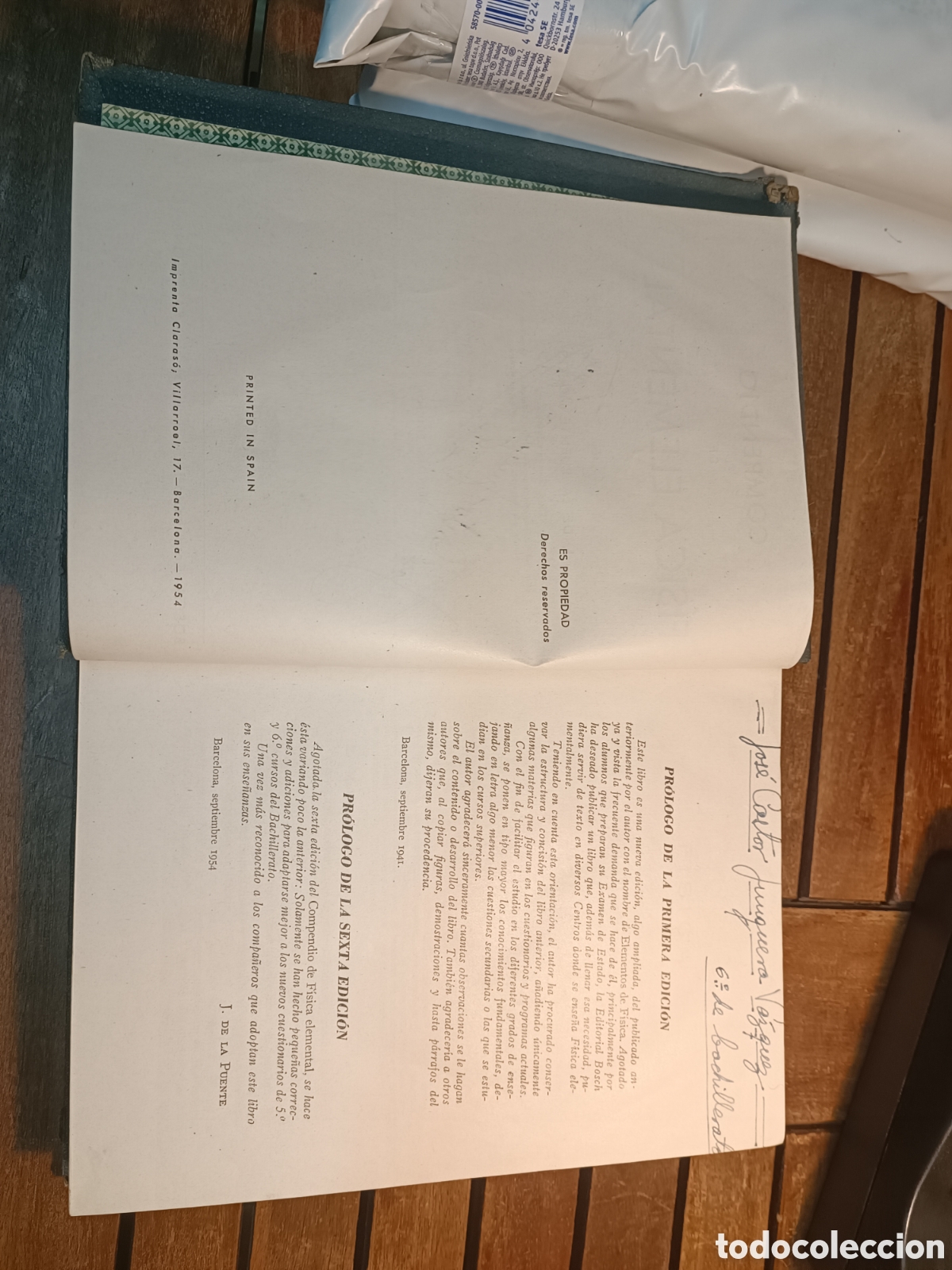 Libros de segunda mano de ciencias: Compendio de f&iacute;sica elemental. De la puente Larios 7 edici&oacute;n 1954 - Foto 2