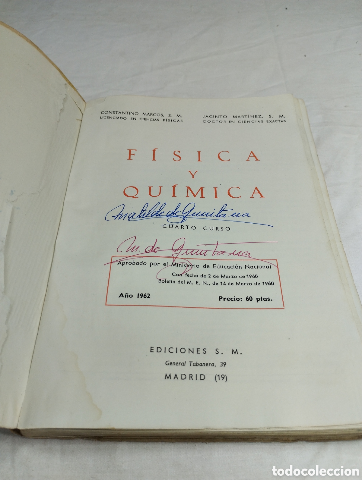 Libros de segunda mano de ciencias: F&iacute;sica y qu&iacute;mica. Ediciones SM, 1962 KKB - Foto 3