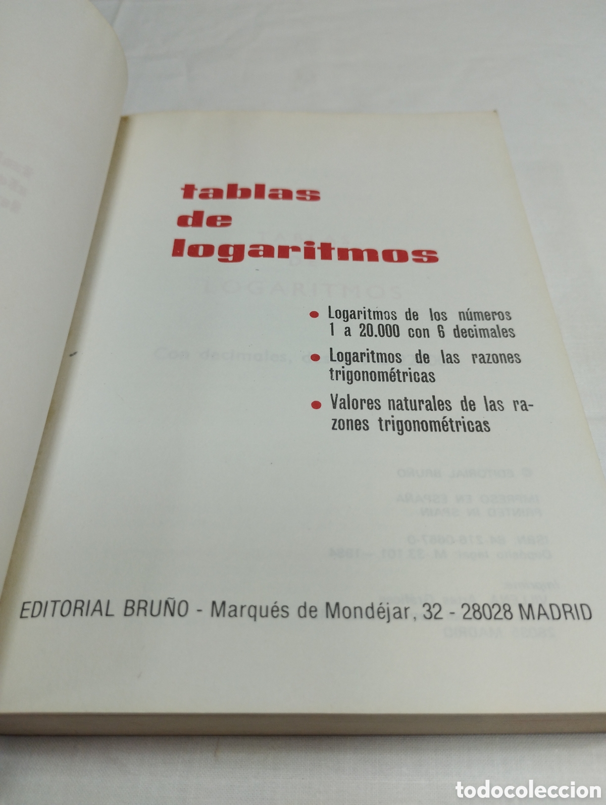 Libros de segunda mano de ciencias: Tablas de logaritmos. Editorial Bru&ntilde;o, 1984 KKB - Foto 3