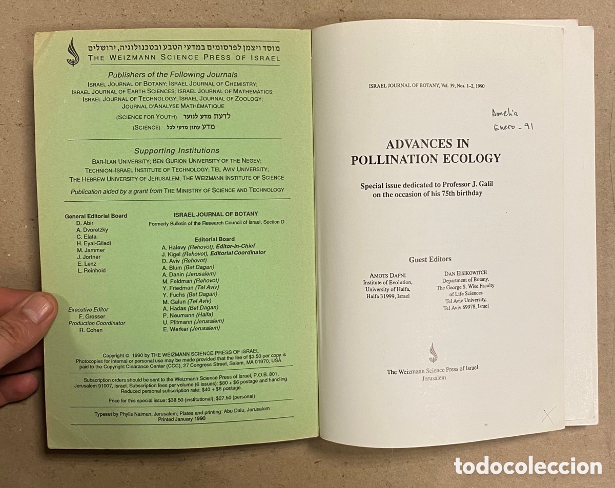 Libros de segunda mano: ADVANCES IN POLLINATION ECOLOGY. EDITED BY A. DAFNI AND D. EISIKOWITCH. - Foto 2