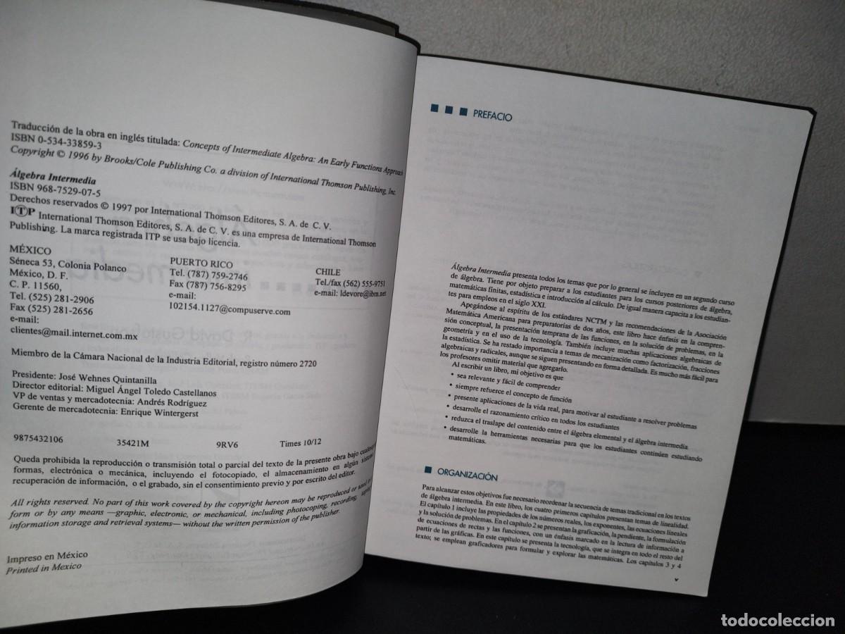 Libros de segunda mano de ciencias: 194- &Aacute;LGEBRA INTERMEDIA - R. DAVID GUSTAFSON - Foto 8