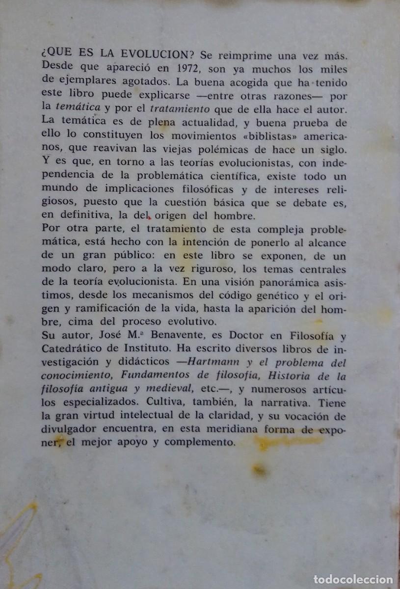 Libros de segunda mano: &iquest;Qu&eacute; es la evoluci&oacute;n? J. M&ordf; Benavente - Foto 4