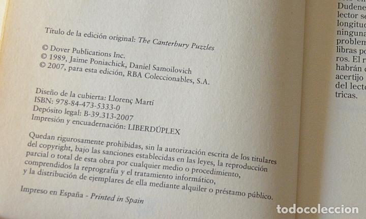 Libros de segunda mano de ciencias: LOS ACERTIJOS DE CANTERBURY - HENRY E. DUDENEY - ED. RBA - Foto 3